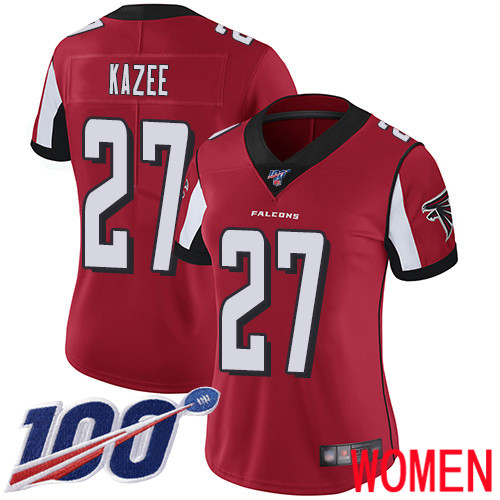 Atlanta Falcons Limited Red Women Damontae Kazee Home Jersey NFL Football #27 100th Season Vapor Untouchable->atlanta falcons->NFL Jersey